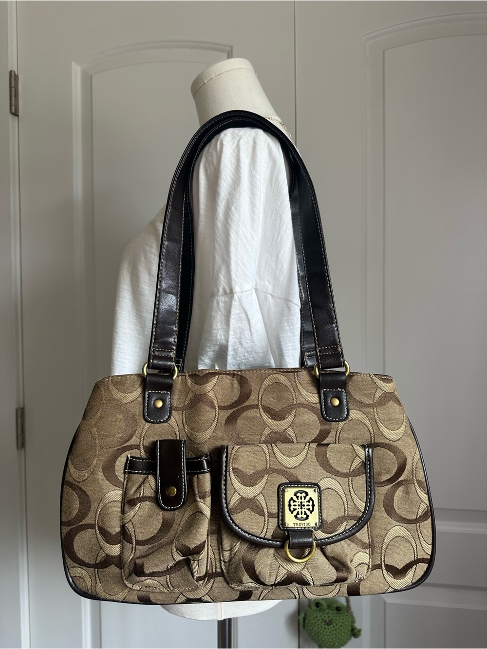Vintage Treviso Canvas Shoulder Bag in Brown